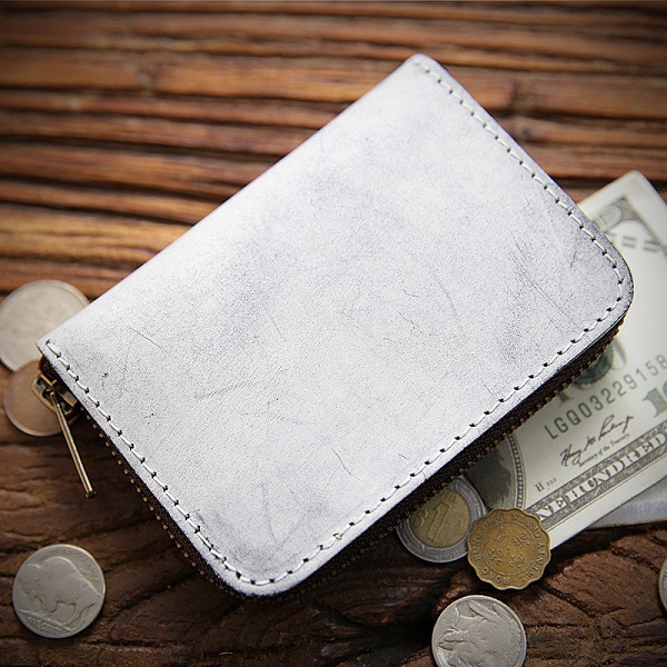 ロウ引きイタリアンレザーラウンド型財布 メンズ レディース ミニ財布