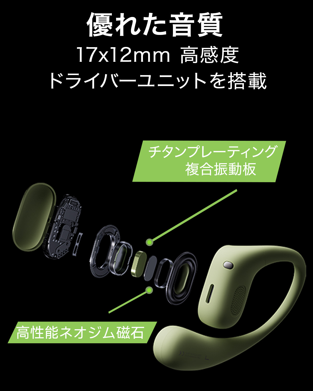 HUAWEI FreeArc グレー HUAWEI ワイヤレスイヤホン FreeArc マルチポイント 快適な装着