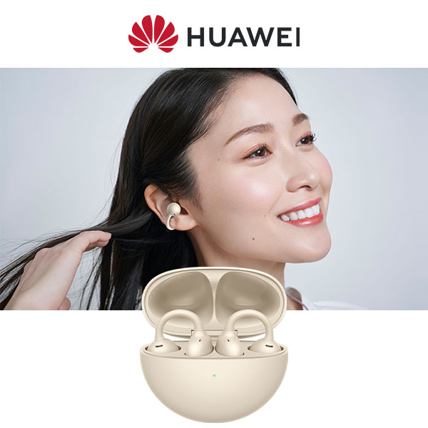 耳を塞がず振っても落ちにくいイヤーカフ型イヤホン HUAWEI FreeClip 骨伝導VPU 迫力の低音 36時間バッテリー IP54 音漏れ低減