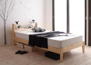 北欧デザインコンセント付きすのこベッド マルチラススーパースプリングマットレス付き シングル 組立設置付