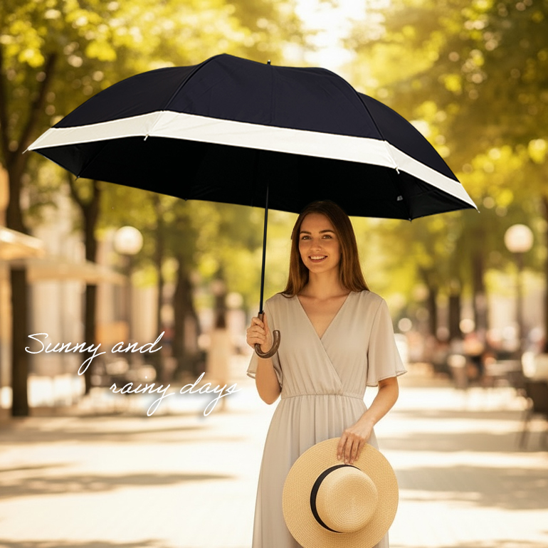 完全遮光 軽量 無地 切り継ぎ 深張り 65cm 手開き ドーム型 傘 遮光率