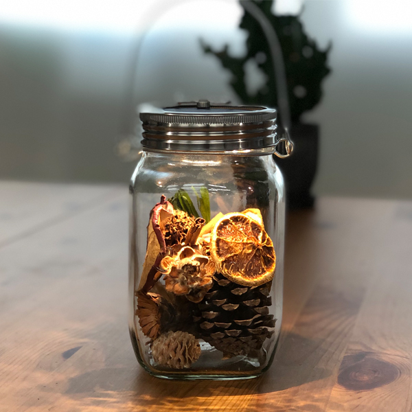 ソネングラス 1000ml ドライフラワー アレンジ LED ソーラー充電 USB 