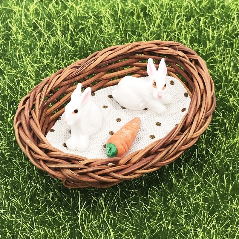 ミニチュア雑貨 かごのうさぎ