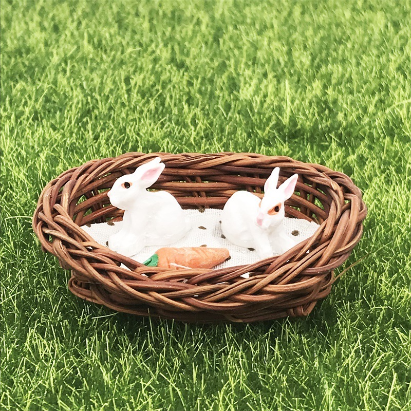 ミニチュア雑貨 かごのうさぎ