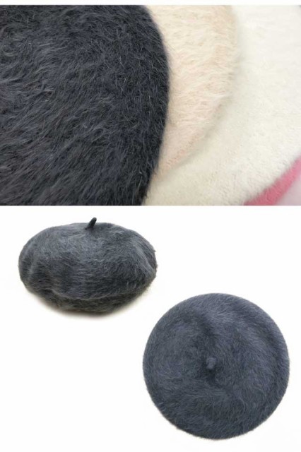 ふわふわファーのアンゴラベレー帽