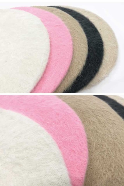 ふわふわファーのアンゴラベレー帽