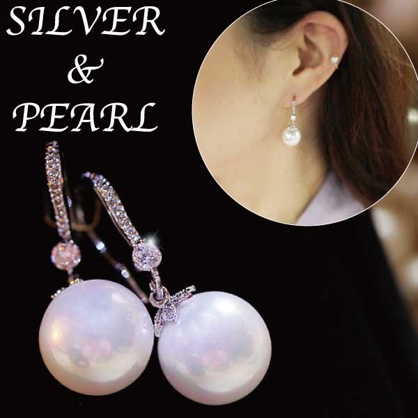 SILVER925ワンポイントパールの上品なピアス