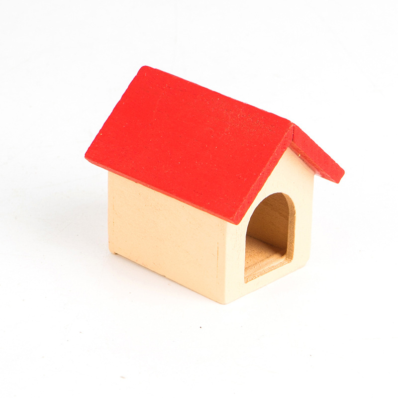 ミニチュア雑貨 木製 犬小屋 赤い屋根 