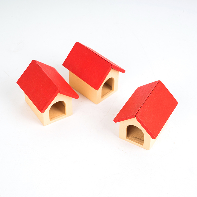 ミニチュア雑貨 木製 犬小屋 赤い屋根 