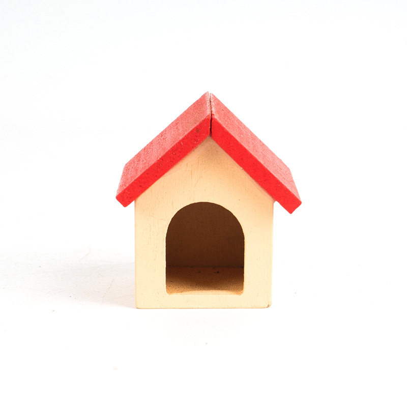ミニチュア雑貨 木製 犬小屋 赤い屋根 