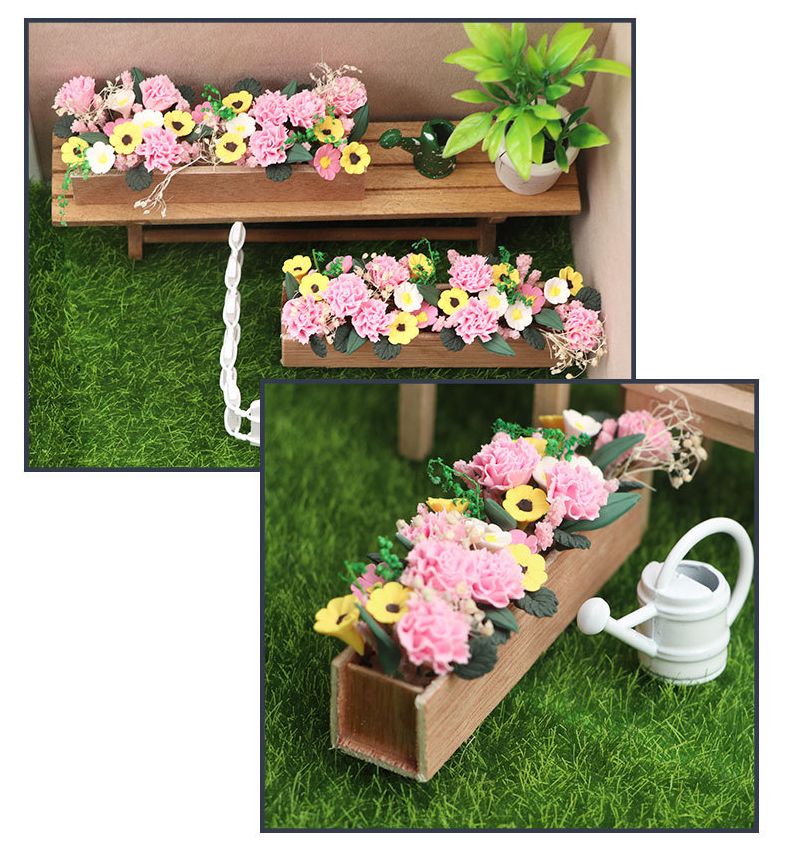 ミニチュア雑貨 ピンク 花壇