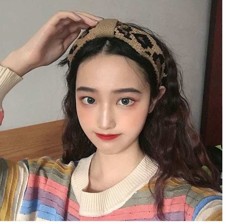 レオパード柄 ニット ヘアバンド
