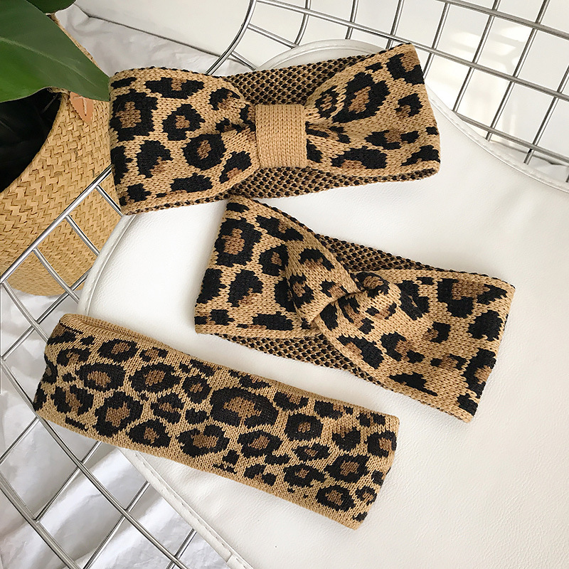 レオパード柄 ニット ヘアバンド