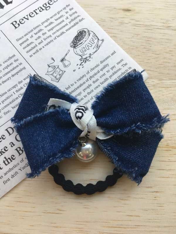 ¨̮デニムリボンのヘアゴム　トリプルセット ̮デニムリボンのヘアゴム トリプルセット