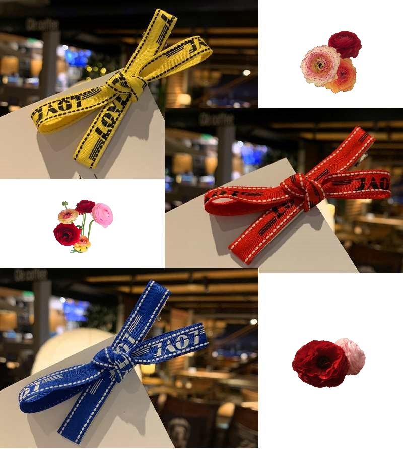 緑入荷！ ペタシャムダブルリボン ベビーヘアクリップ ヘアピン ヘアゴム リボン 送料無料 テープ リボン ヘアクリップロゴ 文字入り 赤 黄色 クリップ