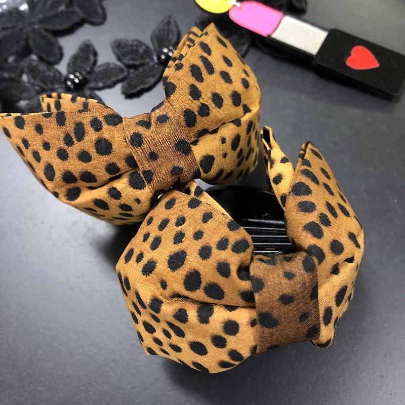 送料無料 レオパード 二重 リボン テールクリップ バンスクリップ ヘア