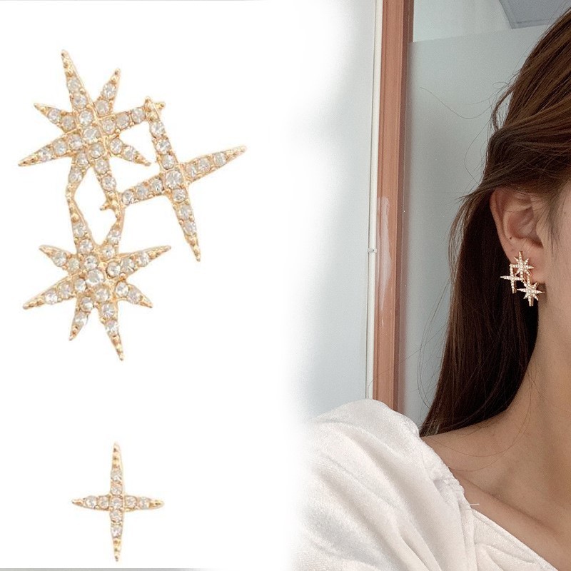 送料無料 アシンメトリー スター ピアス 可愛い 星 キラキラ ライン