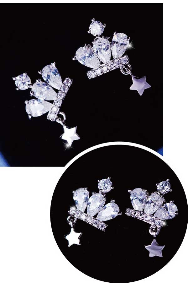 王冠 クリスタルビジュー ピアス
