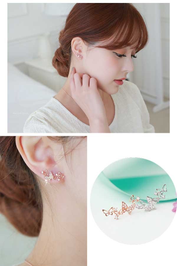 蝶々 ビジュー ピアス