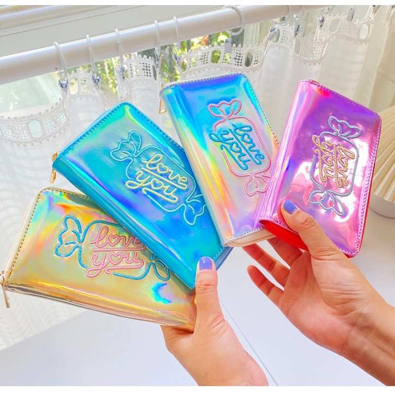 刺繍入り メタルカラー 長財布　