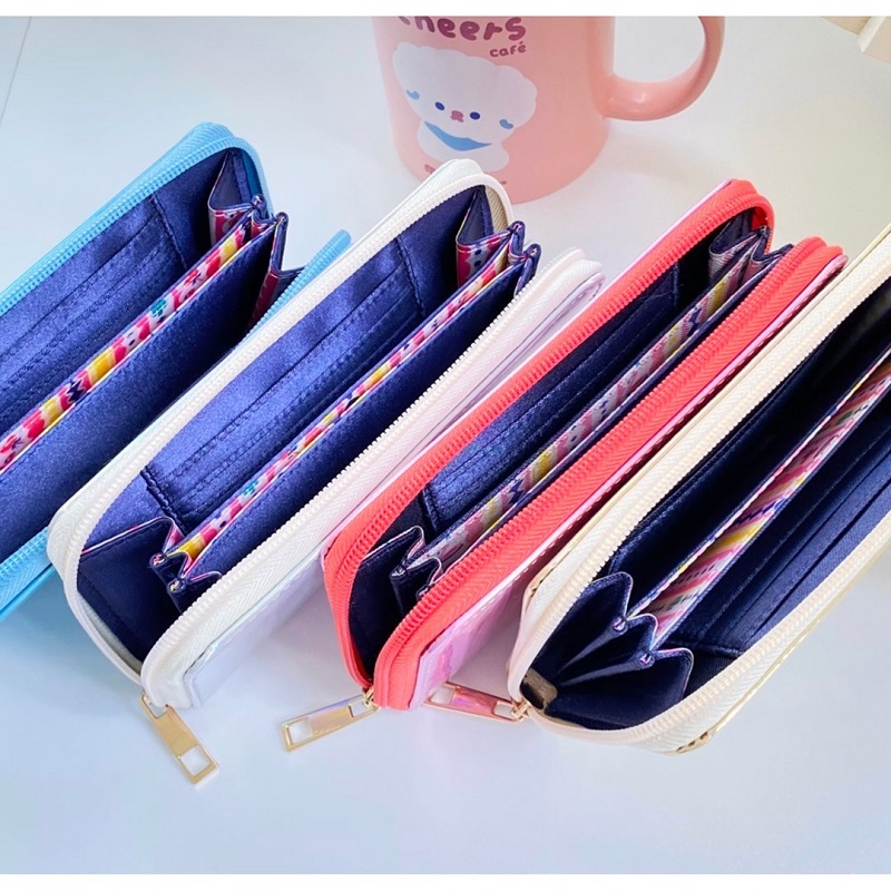 刺繍入り メタルカラー 長財布　