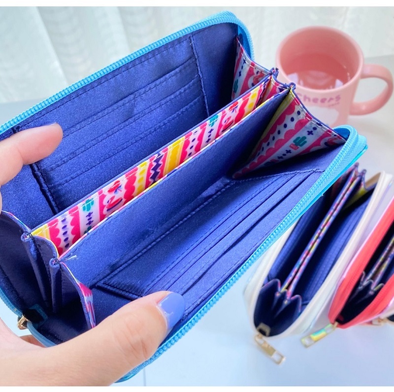 刺繍入り メタルカラー 長財布　