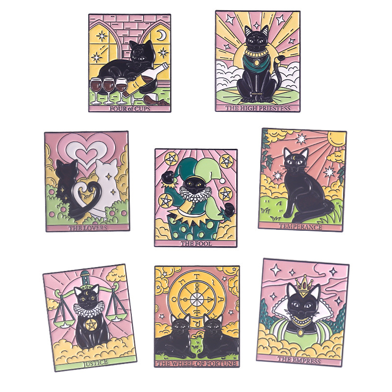 送料無料 ピンバッジ タロットピン ねこ柄 ねこ 猫 ブローチ