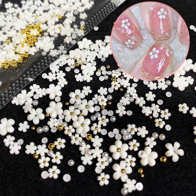 ホワイトフラワー ネイルチップ