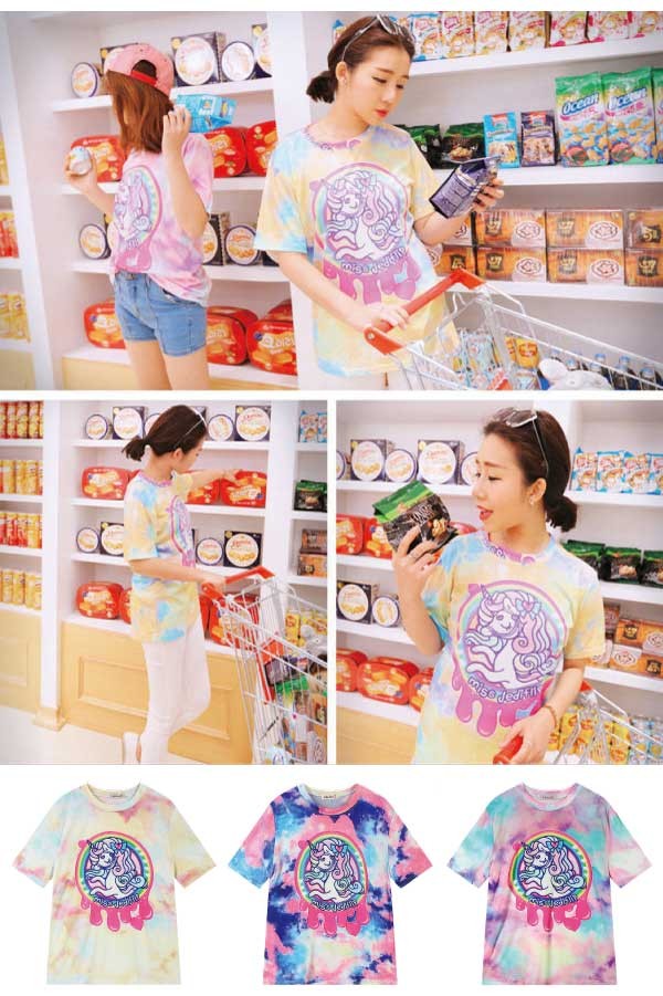 送料無料 ゆめかわいい Tシャツ ペールカラー ユニコーン ドリーム