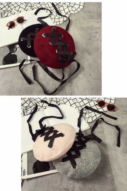 レースアップベレー帽