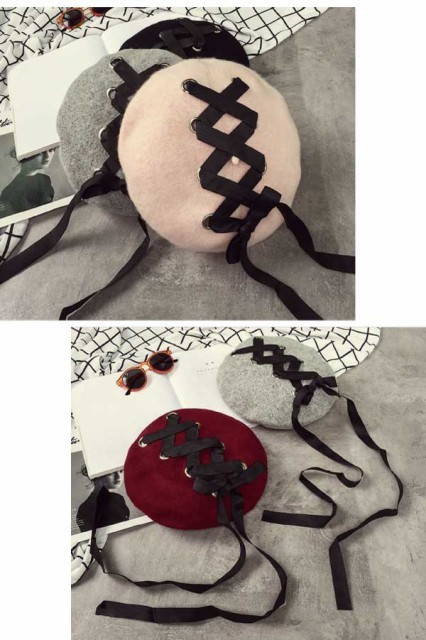 レースアップベレー帽