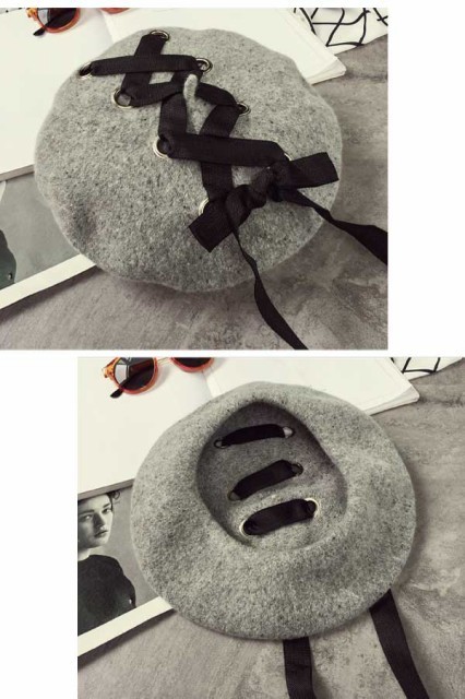 レースアップベレー帽