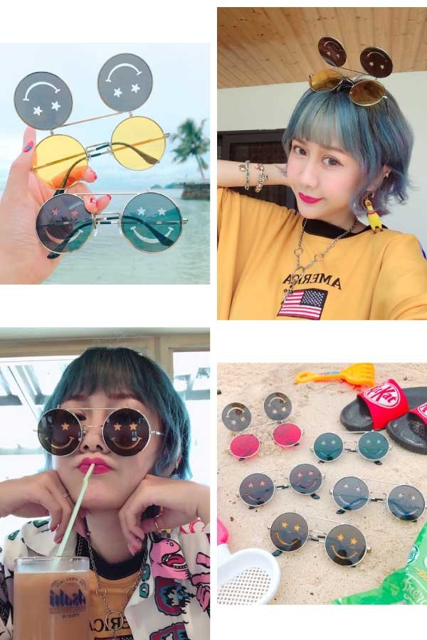 送料無料 サングラス ニコちゃん UVカット ファッション グラス