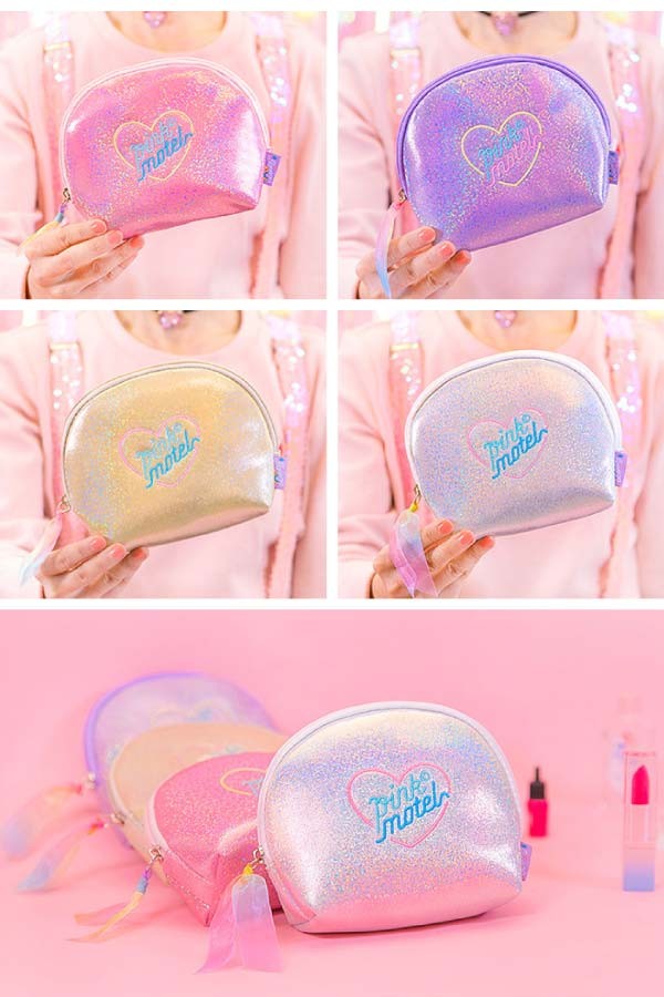 MARK & LONA グリッターポーチ 送料無料 マルチポーチ グリッター ハート キラキラ メイクポーチ