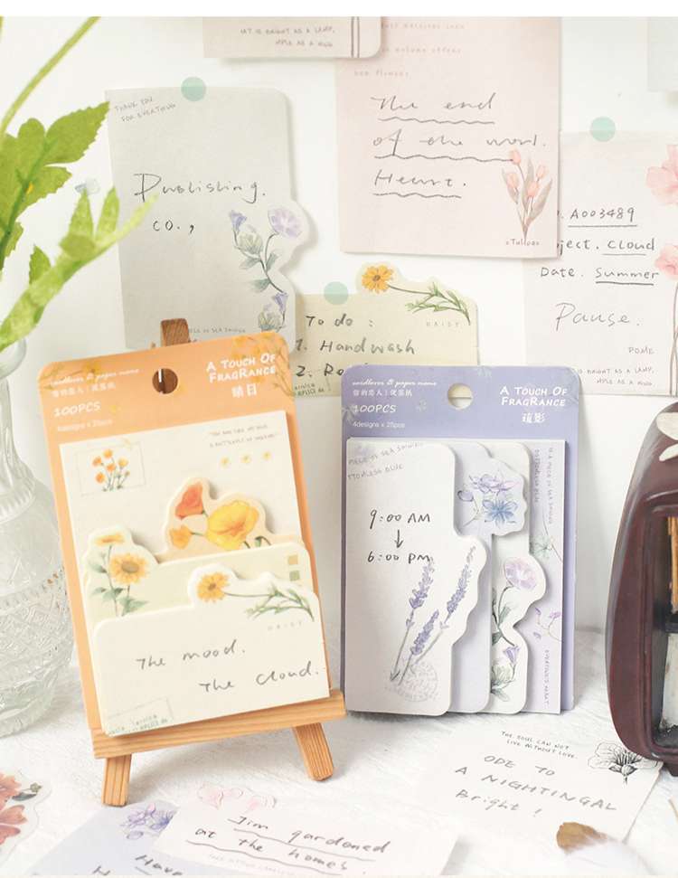 送料無料 付箋 花柄 ステッカー デコレーション メッセージ カード