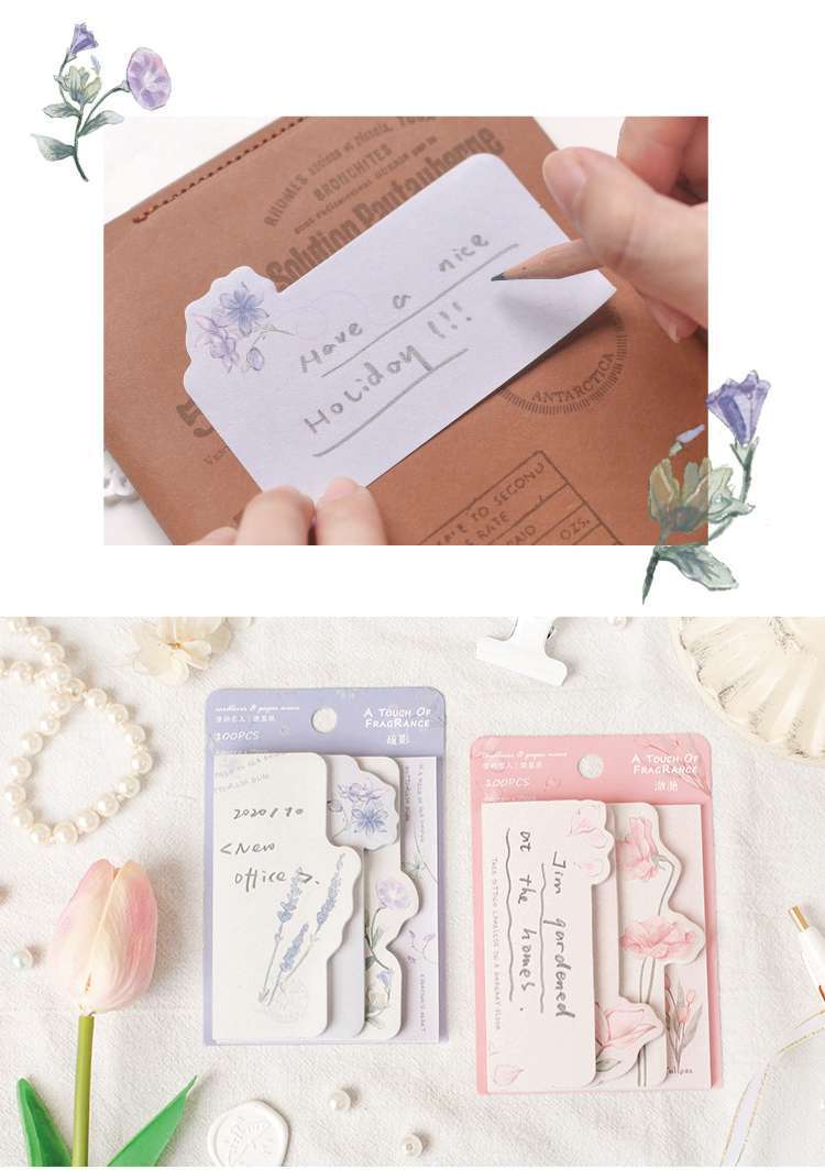 送料無料 付箋 花柄 ステッカー デコレーション メッセージ カード