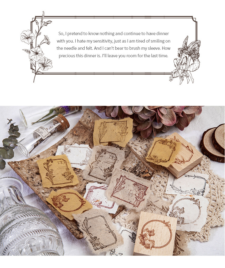 送料無料 アンティーク エルフ フレーム スタンプ フェアリー 植物