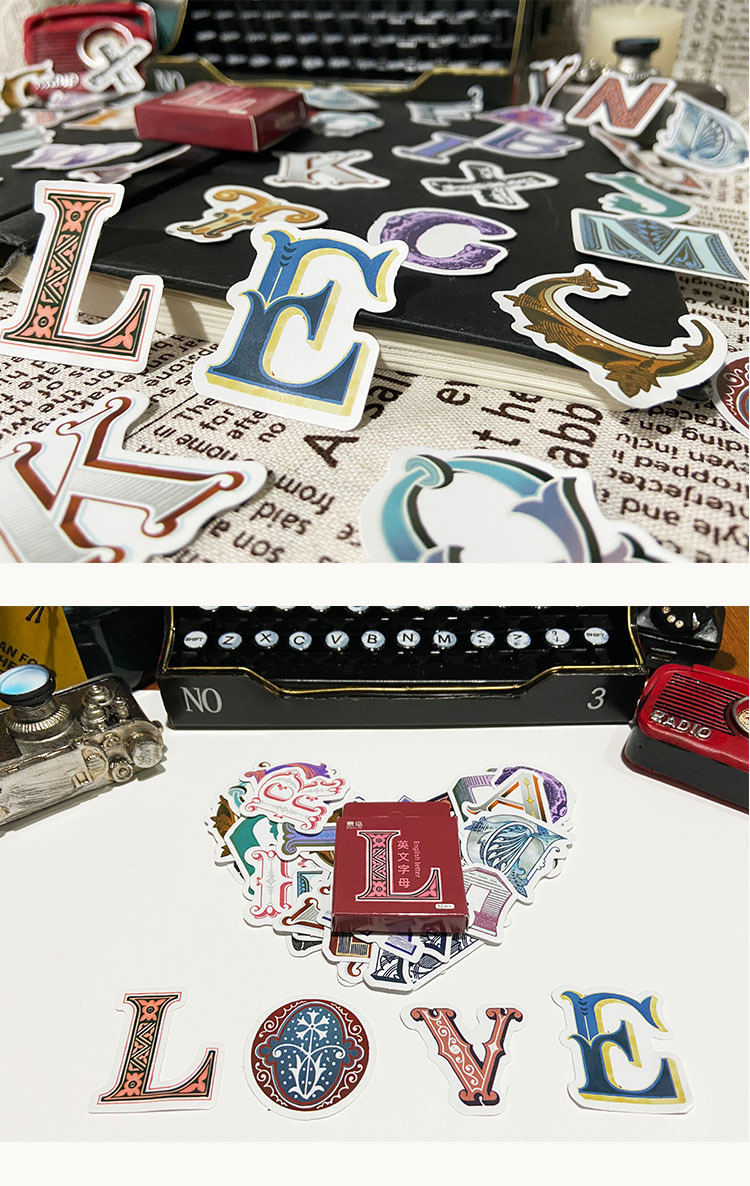 送料無料 飾り文字 フレークシール ステッカー ゴシック 英文字 シール