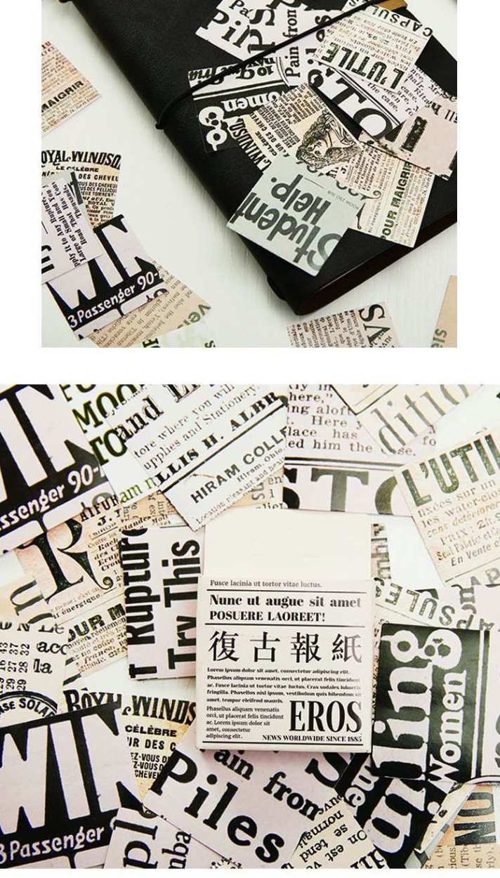 レトロ 新聞 フレークシール