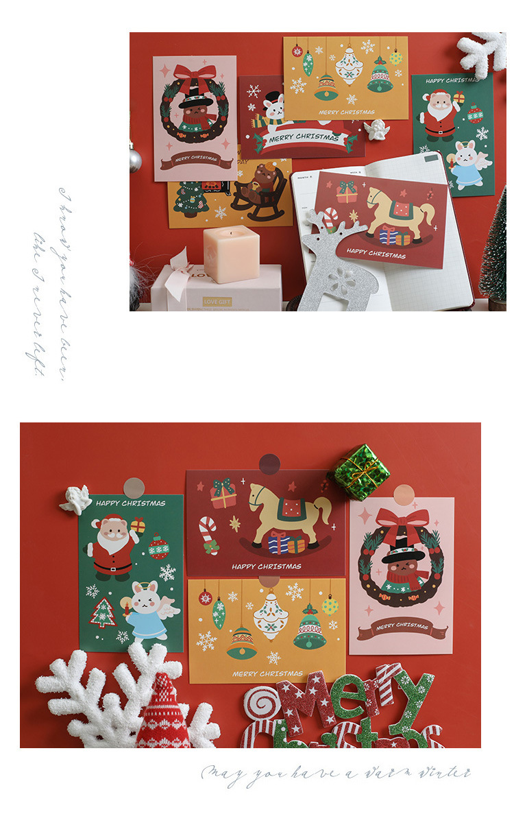 送料無料 可愛い クリスマス ポスト カード サンタクロース メッセージ 