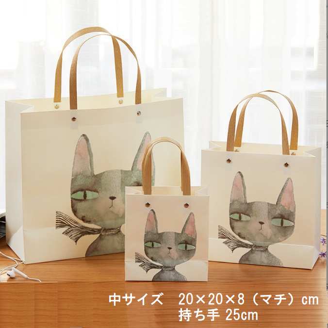 ラッピング・包装 neko Amazon | moin moin ラッピング アニマル フェイス 紙袋 4種