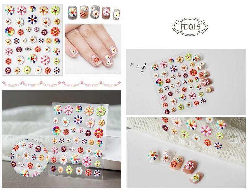 送料無料 ネイルシール ホワイト カラフルニコちゃん 面白 ネイル