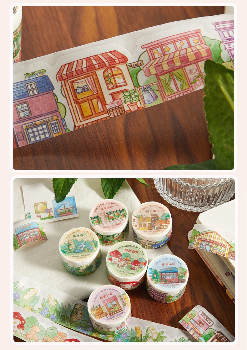 送料無料 メルヘンカラー マスキングテープ 街並み 可愛い すずらん