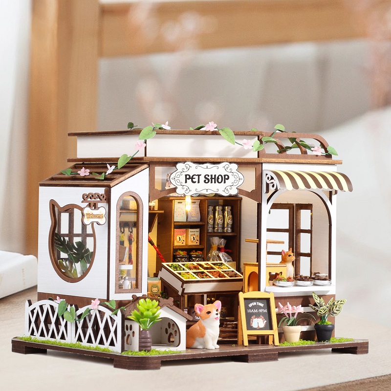 木製 ドールハウス キット ペットショップ 犬 猫 手作り お店 ペット