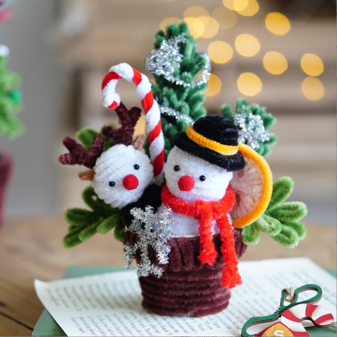 木製 サンタクロース 雪だるま クリスマス6点セット ハンドメイド 手作り モールクラフト モールクリスマス サンタ クリスマスツリー