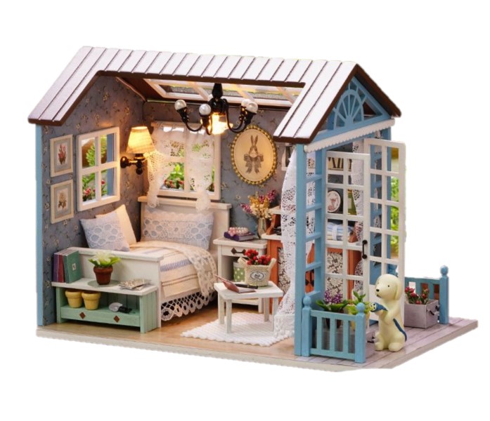 木製 ドールハウス キット 森のお部屋 ベッドルーム 犬 手作り お店