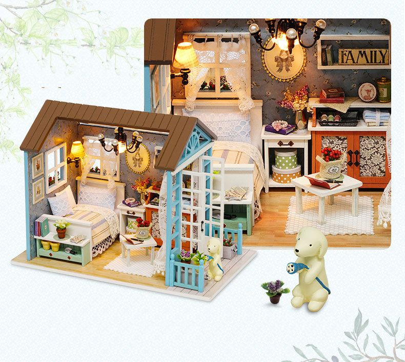 木製 ドールハウス キット 森のお部屋 ベッドルーム 犬 手作り お店