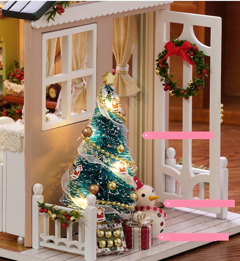木製 ドールハウス キット 森のお部屋 クリスマスナイト 犬 手作り お