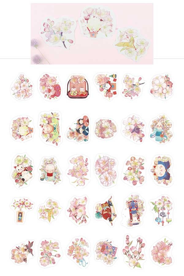 桜とイラストが可愛いポストカード