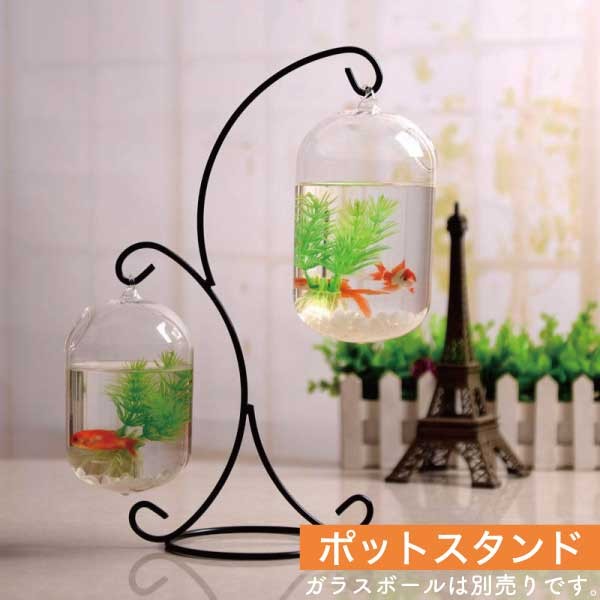 ガラスポット 吊るし台 ダブル テラリウム ガラスボール ハンガー